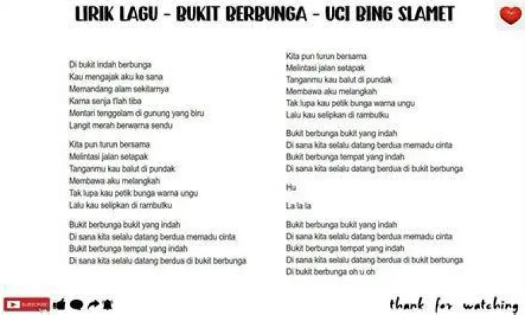 lirik lagu bukit berbunga