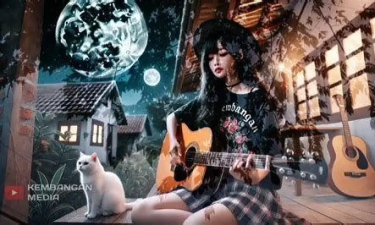 Seseorang bermain gitar akustik