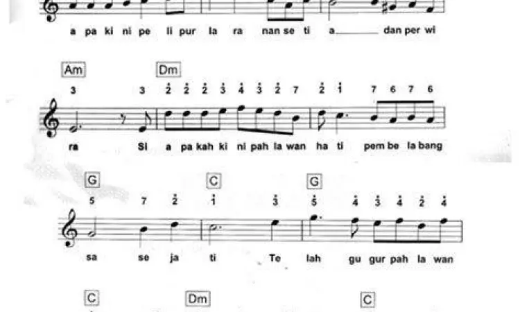 Not Angka Gugur Bunga Not Angka Gugur Bunga