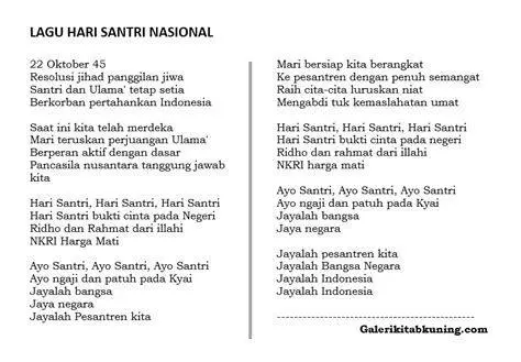 Teks lirik lagu hari santri Teks lirik lagu hari santri