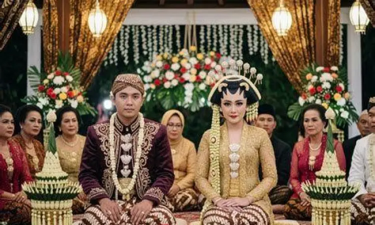 Pasangan pengantin yang berbahagia
