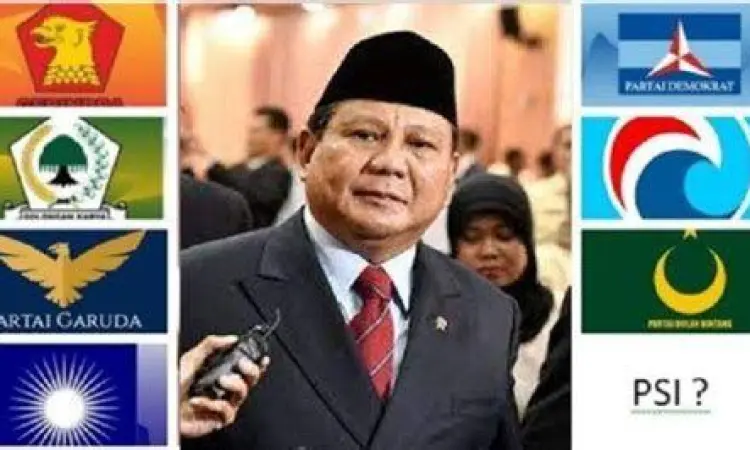 Atribut kampanye gabungan partai pengusung Prabowo Gibran