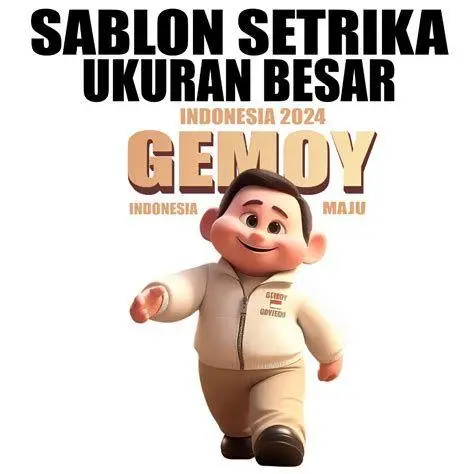 Ilustrasi Prabowo Gemoy Gambar Prabowo Gemoy dalam format kartun digital