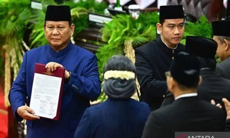 Gibran Rakabuming Raka saat pelantikan sebagai wakil prabowo