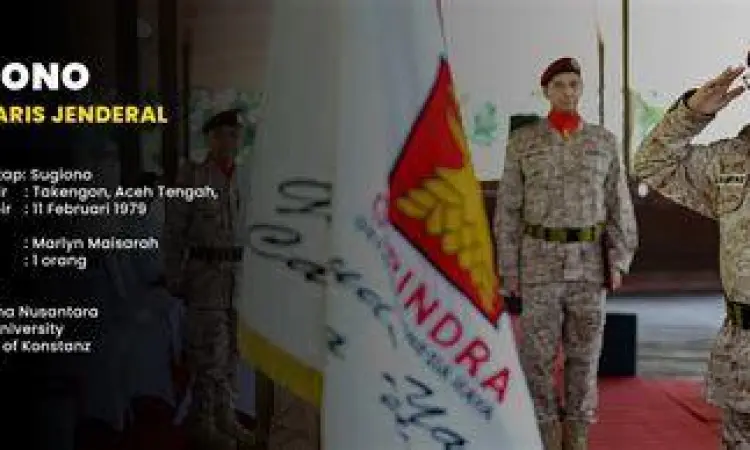 Sugiono Prabowo mendampingi Prabowo Subianto dalam acara partai