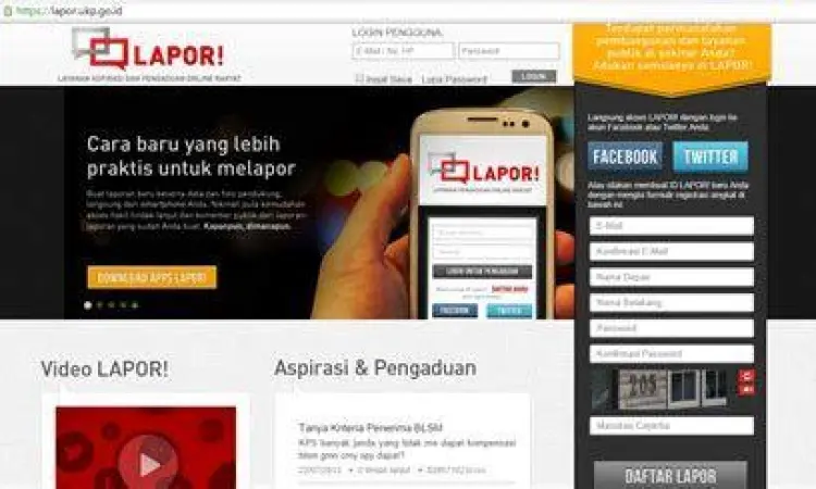 Platform Pengaduan Nasional Tampilan aplikasi SP4N-LAPOR sebagai sarana aspirasi