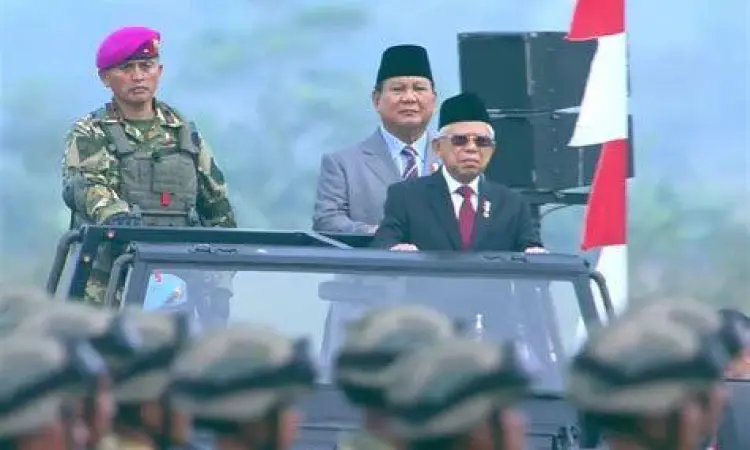 Parade pelantikan Komponen Cadangan oleh Prabowo Subianto