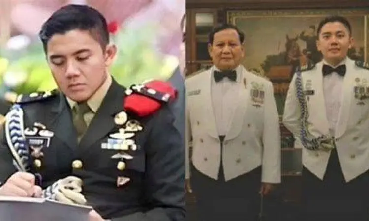 Prabowo Subianto berbincang dengan Mayor Teddy di dalam pesawat