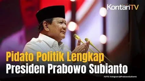 Pidato Politik Prabowo Subianto Prabowo Subianto memberikan pidato di hadapan ribuan kader Partai Gerindra
