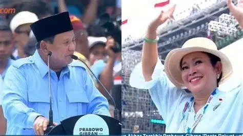 Dukungan Titiek untuk Prabowo Titiek Soeharto saat memberikan dukungan di kampanye Prabowo