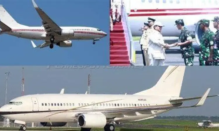 Kedatangan Prabowo Subianto Prabowo Subianto turun dari jet pribadi setelah kunjungan kerja