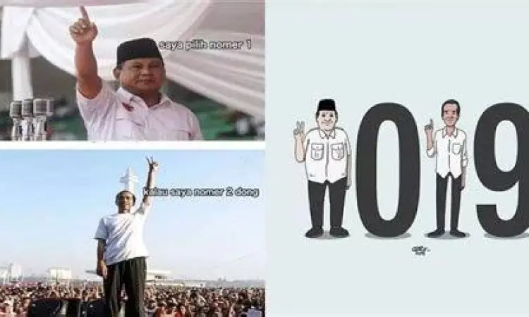 Kumpulan meme politik Indonesia yang menunjukkan interaksi Jokowi dan Prabowo