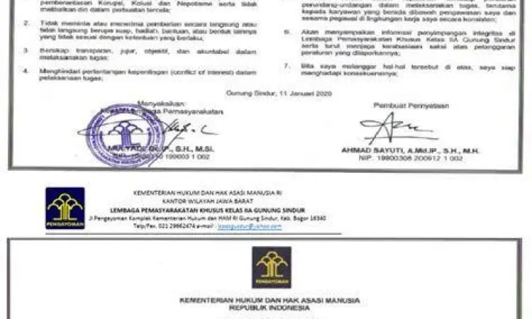 Detail tanda tangan pada dokumen pakta integritas