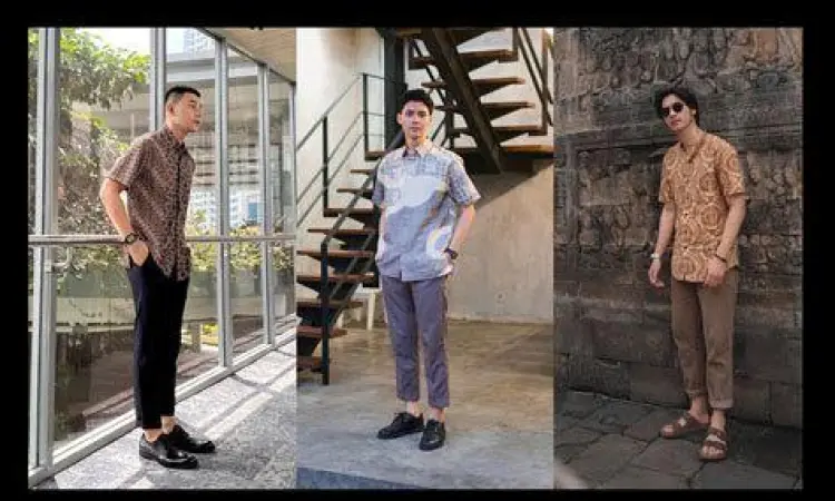 Gaya pria modern dengan kemeja batik motif tradisional yang rapi