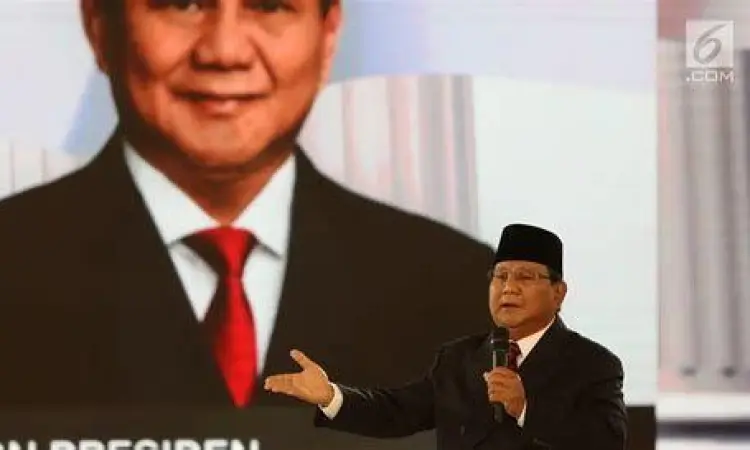 Prabowo Subianto dalam debat Pilpres 2019