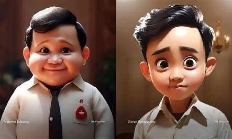 Karakter prabowo animasi dalam gaya 3D render