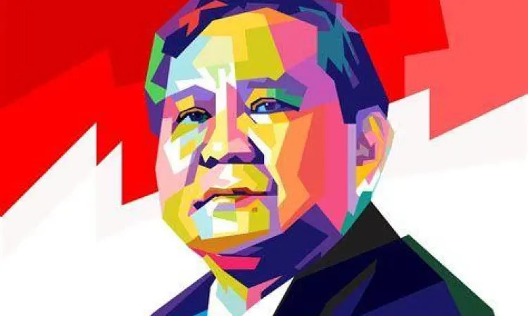 Ilustrasi WPAP Prabowo vector dengan warna cerah