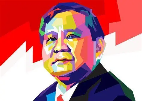 Gaya WPAP Prabowo Ilustrasi WPAP Prabowo vector dengan warna cerah